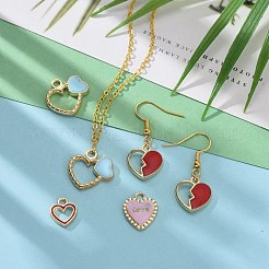 48本8スタイルライトゴールドメッキ合金エナメルチャーム  ハート  ミックスカラー  48個/箱&nbsp;ENAM-ZZ0001-03KCG