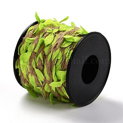 Diyの花輪の葉緑の葉リボン装飾  人工葉  家の壁の庭のパーティーの装飾のため  緑黄  24x1.5mm  10 m /ロール&nbsp;LS-OCOR-M007-01B