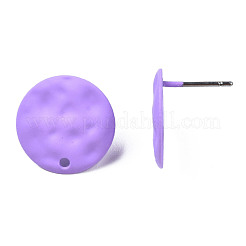 スプレー塗装鉄スタッドピアスパーツ  穴付き  フラットラウンド  紫色のメディア  14mm  穴：1.4mm  ピン：0.7mm&nbsp;IFIN-N008-016B