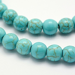 Synthetic Turquoise Beads Strands&nbsp;X-TURQ-F007-01B-6mm