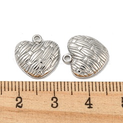 変色しない304ステンレススチールチャーム  ハートチャーム  ステンレス鋼色  13.5x13x3mm  穴：1.6mm&nbsp;STAS-L022-108P-06