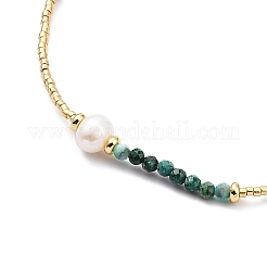 調節可能なミユキシード&パール&天然アフリカンターコイズビーズネックレス  ティール  26.46インチ（67.2cm）&nbsp;NJEW-O127-01