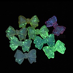 透明蓄光アクリルビーズ  キラキラビーズ  暗闇で光る  蝶結び  ミックスカラー  20.5x29x6.5mm  穴：2mm&nbsp;X-MACR-D024-40
