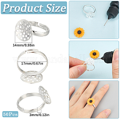 50Pcs Adjustable Brass Ring Findings&nbsp;KK-SC0004-52