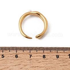 304ステンレススチールカフオープンリング  模造パールと  ゴールドカラー  7mm  内径：17mm  ビーズ：2.8mm&nbsp;RJEW-B165-01G