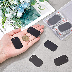 アルミ製ビッグサイズペンダント  ペットタグ  角が丸い長方形  ブラック  50x29x1mm  穴：3.5mm  30個/箱&nbsp;ALUM-BC0001-55