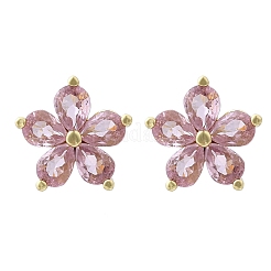 Brass Pave Cubic Zirconia Stud Earrings for Women&nbsp;EJEW-F363-04G