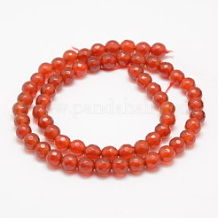 カット加工天然石瑪瑙ビーズ連売り  ラウンド  染め＆加熱  グレードA  レッド  8mm  穴：1mm  約47個/連  14インチ（35.6cm）&nbsp;G-F447-8mm-C13