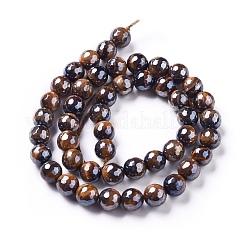 Electroplated Natural Tiger Eye Beads Strands&nbsp;G-F660-01-8mm