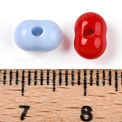不透明なアクリルビーズ  ピーナッツ  ミックスカラー  7.9x5.3x5mm  穴：2mm  約385個/50g&nbsp;X-OACR-F011-18