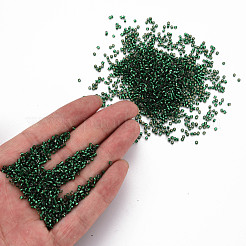 ガラスシリンダービーズ  シードビーズ  銀並ぶ  丸い穴  濃い緑  1.5~2x1~2mm  穴：0.8mm  約80000個/袋  約1ポンド/バッグ&nbsp;SEED-S047-R-012