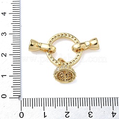 Ring Brass Micro Pave Clear Cubic Zirconia Fold Over Clasps&nbsp;KK-Z143-15G