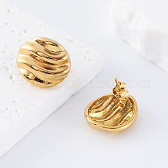 女性用304ステンレススチールスタッドピアス  ラウンド  ゴールドカラー  20x18mm&nbsp;DA0385
