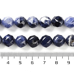 天然石ソーダライトビーズ連売り  多面カット  ダブルハート＆スターカットビーズ  8.5~10.5x9~10.5mm  穴：0.8mm  約40~42個/連  15.43~15.94インチ（39.2~40.5cm）&nbsp;G-NH0021-A02-02