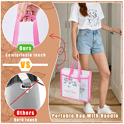 4Pcs 4 Colors Translucent PP Book Storage Tote Bags with Polyester Handles&nbsp;ABAG-FG0001-12