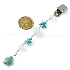 Ocean Theme Dyed Synthetic Turquoise Starfish & Turtle Credit Card Clip Pullers&nbsp;JEWB-BR00130-02