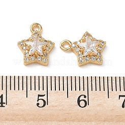 真鍮マイクロパヴェクリアキュービックジルコニアチャーム  スターのチャーム  18KGP本金メッキ  11.5x9.5x4mm  穴：1.3mm&nbsp;KK-P355-04G