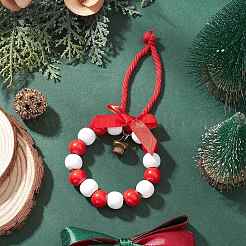 3Pcs Wood Beads Christmas Wreath Pendant Decoration&nbsp;HJEW-JM03829