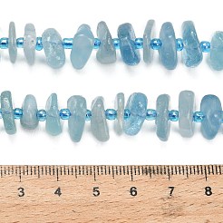 天然石アクアマリンビーズ連売り  ナゲット  シードビーズで  9~12x9~12x3.5~5mm  穴：0.8mm  約63~65個/連  14.76''~15.35''（37.5~39センチメートル）&nbsp;G-Z124-A03-01