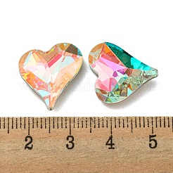 ガラスラインストーンカボション  ポイントバック＆バックメッキ  多面カット  ハート  クリスタルAB  16x16x6mm&nbsp;RGLA-M017-J02-001ST