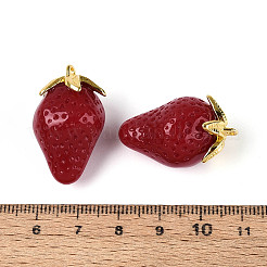オペークアクリルパーツ  イチゴのチャーム  暗赤色  29.5~30x16.5~18x16.5~18mm  穴：1.8mm&nbsp;SACR-T017-89A