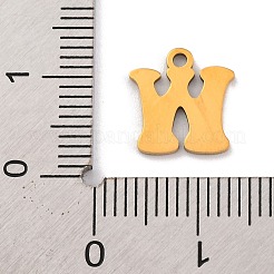 ステンレススチールチャーム201個  レーザー切断  レターチャーム  文字W  10.5x10.5x1mm  穴：1.2mm&nbsp;STAS-U016-01G-W