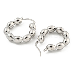 ラックメッキブラスフープピアス  長持ちメッキ  鉛フリー＆カドミウムフリー  オーバル  プラチナ  34x7x31mm&nbsp;EJEW-M247-12P