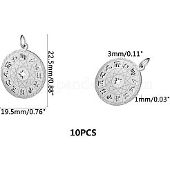 ステンレスペンダント201個  星座とフラットラウンド  ステンレス鋼色  22.5x19.5x1mm  穴：3mm  10個/箱&nbsp;STAS-UN0003-68P