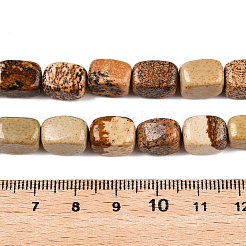 天然石ピクチャージャスパービーズ連売り  直方体の  7~11.5x6~9x6~8mm  穴：1mm  約33個/連  14.76''（37.5センチメートル）&nbsp;G-T138-93
