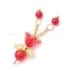 8Pcs 8 Colors Natural Dyed Malaysia Jade & Glass Beaded Angel Pendants&nbsp;PALLOY-JF03985