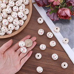 120Pcs Printed Natural Wood European Beads&nbsp;WOOD-GF0002-19A