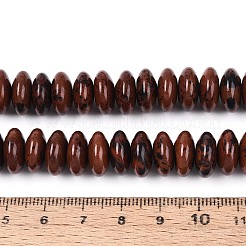 天然石マホガニーオブシディアンビーズ連売り  ロンデル  11.5~12x5~5.5mm  穴：0.6~1mm  約59~60個/連  12.99~13.58''（33~34.5センチメートル）&nbsp;G-T144-49C-01