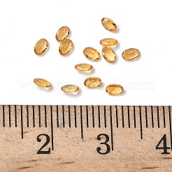 ファセットカットの天然イエロークォーツカボション  後ろ向き  楕円形  3x2x1.3mm&nbsp;G-I295-05C-16A-07