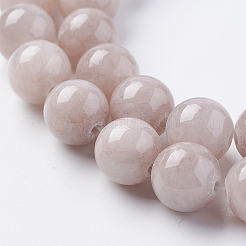 天然石イエロージェイド翡翠ビーズ連売り  染め  ラウンド  アザミ  10mm  穴：1mm  約40個/連  15.75インチ&nbsp;X-G-G598-10mm-YXS-06