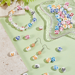 50Pcs Handmade Printed Porcelain Beads&nbsp;PORC-PA0001-57