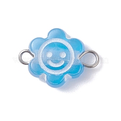 透明アクリル コネクタ チャーム  笑顔の花のリンク  304ステンレススチールダブルループ付き  ミックスカラー  ステンレス鋼色  14~14.5x11x5mm  穴：1.8~2.5mm&nbsp;PALLOY-JF04354-02