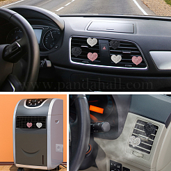 6個 3スタイル ハート型プラスチック ラインストーン付き 車用エアベントクリップ  自動車アクセサリー用鉄ディフューザーロケットクリップ  ミックスカラー  25.5~29x30x35~45mm  2個/スタイル&nbsp;FIND-HY0002-81