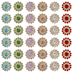 120色の合金ラインストーンスナップボタン6個  花  ゴールドカラー  ミックスカラー  14x4mm  20個/カラー&nbsp;DIY-CY0002-30