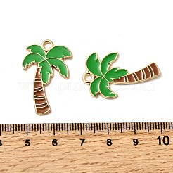 合金エナメルチャーム  ココナッツツリーチャーム  ゴールドカラー  グリーン  29.5x18.5x1.5mm  穴：2.2mm&nbsp;FIND-I051-01G-02