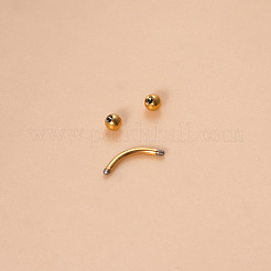 G23 チタン アイブロウ ラウンド ボール カーブ バーベル アイブロウ リング  ゴールドカラー  8mm  ピン：1.2mm&nbsp;WGFD71D-40