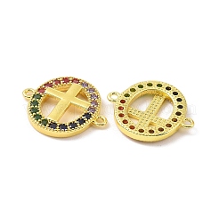 Real 18K Gold Plated Brass Micro Pave Colorful Cubic Zirconia Connector Charms&nbsp;KK-L209-057G-02