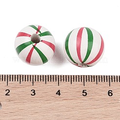 木材ヨーロッパのビーズ  クリスマスストライプビーズ  フラットラウンド  カラフル  16mm  穴：4.5mm&nbsp;WOOD-M014-03A-01