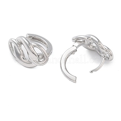 女性用真鍮ナゲットフープピアス  プラチナメッキ  10x15.5mm&nbsp;LS-EJEW-F347-01P-04