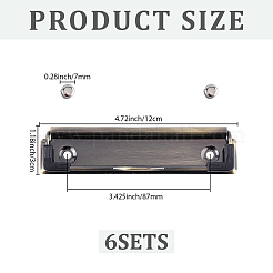 6袋 合金クリップボード クリップ  事務用品  アンティークブロンズ  30x120x8.5mm  穴：4.5mm&nbsp;FIND-CP0003-98B