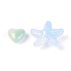 プラスチックビーズ  ヒトデとハート  ABカラーメッキ  ミックスカラー  9~18x10~19x5.5~9mm  穴：1.7~2mm  約1000個/500g&nbsp;KY-N025-06