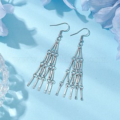 304ステンレススチールリンクバーダングルイヤリング  タッセルピアス  ステンレス鋼色  70x12mm&nbsp;EJEW-JE05966-02