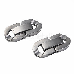 変色しない304ステンレススチール製折りたたみ式留め具  オーバル  ステンレス鋼色  19x9x3mm  穴：2x3.5mm&nbsp;X-STAS-N087-48B-01P