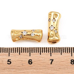 真鍮マイクロペーブクリアキュービックジルコニアビーズ  ドットのある列  18KGP本金メッキ  16x6mm  穴：2.2mm&nbsp;KK-Z162-21G