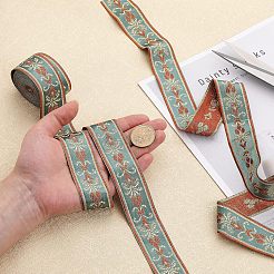 刺繍ポリエステルリボン  ジャカードリボン  服飾材料  花柄  オレンジ  1-1/8インチ（30mm）  約5.47ヤード（5m）/バッグ&nbsp;OCOR-CA0001-27B