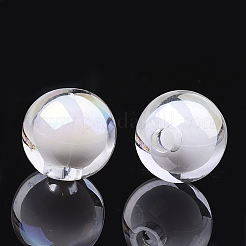 透明なアクリルビーズ  UVメッキ＆レインボー  二層ビーズ  片穴ビーズ  ラウンド  透明  15.5x15mm  半分穴：3.5mm&nbsp;LS-TACR-S148-12I